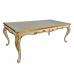 Mesa de Jantar Retangular Americana Laca Branca e Apliques Folheados a Ouro