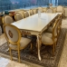 Mesa de Jantar Retangular Americana Laca Branca e Apliques Folheados a Ouro