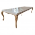 Mesa de Jantar Retangular Folheada a Ouro com Tampo em Laca Branco