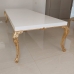 Mesa de Jantar Retangular Folheada a Ouro com Tampo em Laca Branco