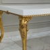 Mesa de Jantar Retangular Folheada a Ouro com Tampo em Laca Branco