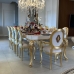 Mesa de Jantar Retangular Folheada a Ouro com Tampo em Laca Branco