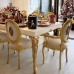 Mesa de Jantar Retangular Folheada a Ouro com Tampo em Laca Branco