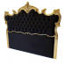 Cabeceira King Imperial Rainha Madeira Maciça Folheada a Ouro em Veludo Preto